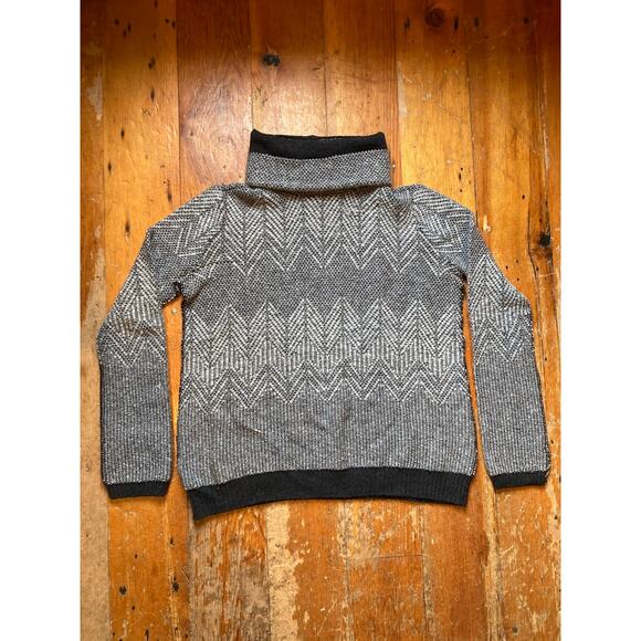 Super Soft Inhabit Merino Wool Turtleneck Sweater, Women’s M Grey/Gray Geometric - Picture 3 of 3